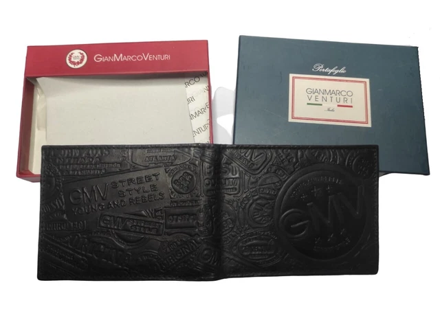 Portasoldi Uomo In Vera Pelle - Nero - 6 Slot Carte - Senza Scomparto Monete