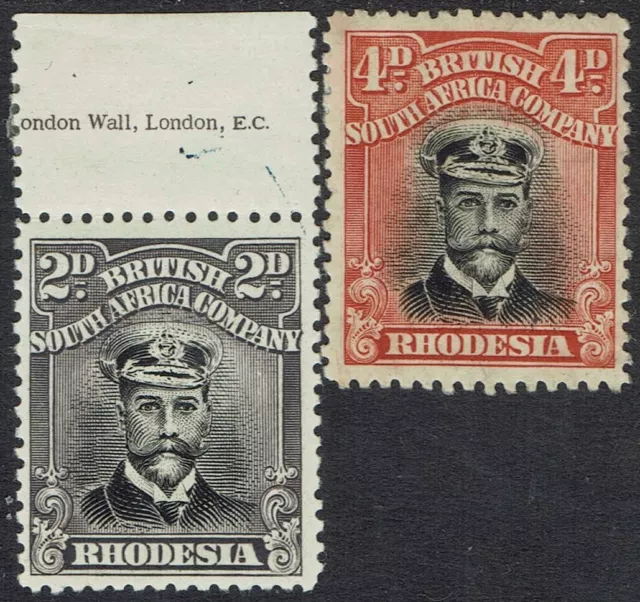 Rhodesia 1913 Kgv Admiral 2D And 4D Die Iii Perf 14