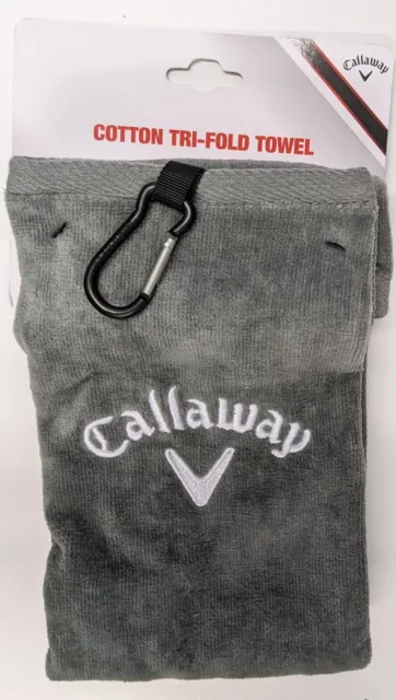 *NEW* Callaway golf Tri-fold towel - Cotton - 16" X 21" - Grey