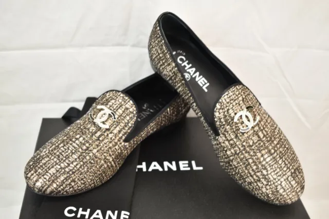 CHANEL, Shoes, Chanel Crinkled Calfskin Velvet Moccasin Loafers Size 385