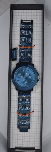 River Island Mens Wrist Watch metal blue analogue gents new in box men's