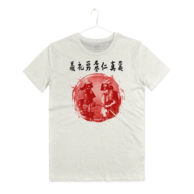 Maglietta Sette Virtù Samurai Arti Marziali Japan Bushido T-shirt Man Hagakure