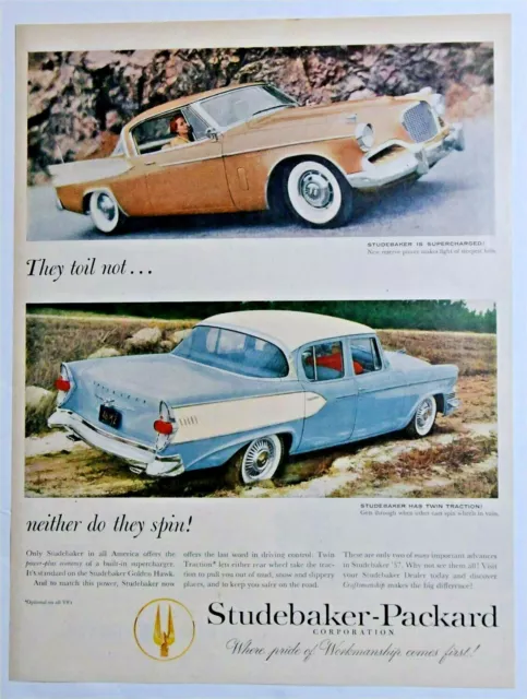 Original Magazine Print Ad  for the 1957 Studebaker Golden Hawk