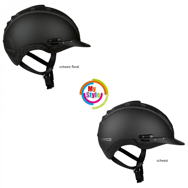 Reithelm Reitkappe MISTRALL-2 Casco schwarz + MyStyle Wechselstreifen