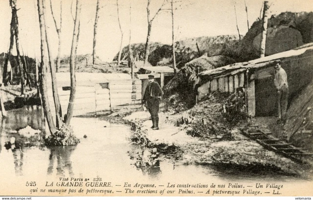 13034 cpa La Grande Guerre - en Argonne - la construction de nos poilus