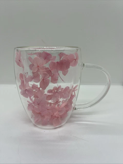 Elegante tazza di vetro a doppio strato Full Sky Star con manico tazze di vetro con fiori secchi da 350ml tazza da caffè resistente al calore tazza di fiori  15