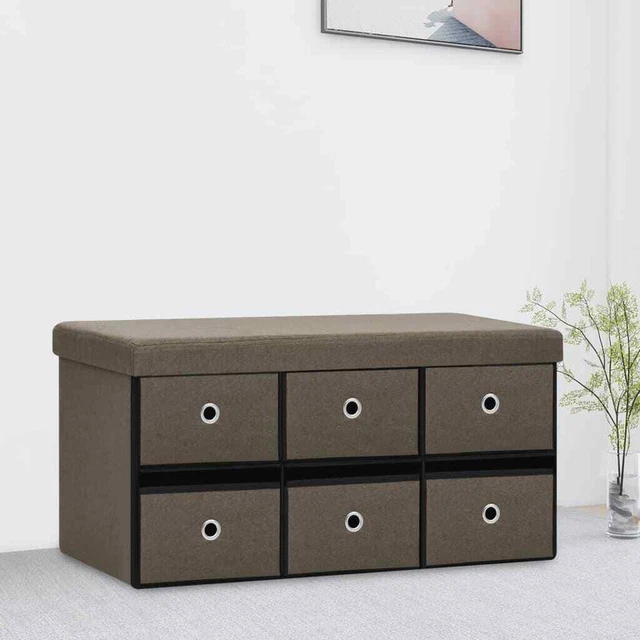 Vidaxl Cassapanca Pieghevole Marrone 76x38x38 cm in Simil Lino
