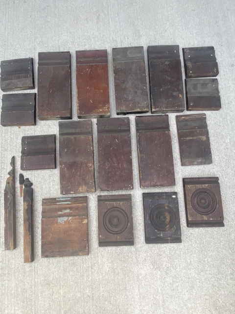 Lot of 19 Antique Plinth Blocks Door Trim Molding Block Architectural Salvage