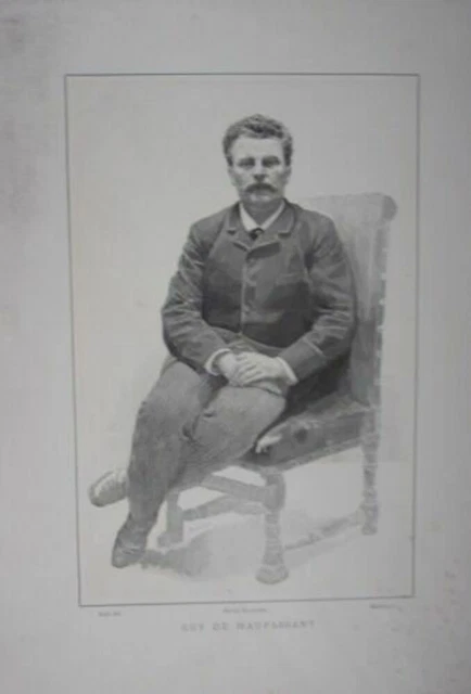 GRAVURE SUR BOIS 19ème GUY DE MAUPASSANT ECRIVAIN JOURNALISTE