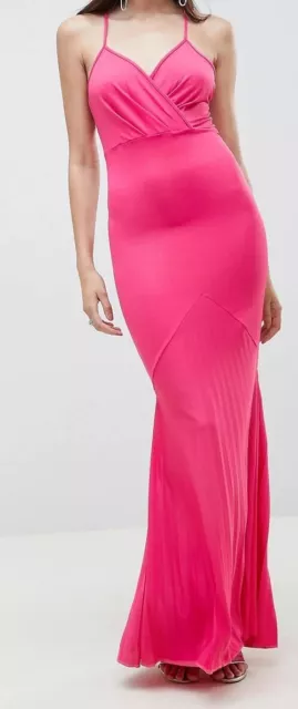 Asos Design Cami Wrap Front Pleated Fishtail Maxi Dress UK 12 - 01269955 BNWT