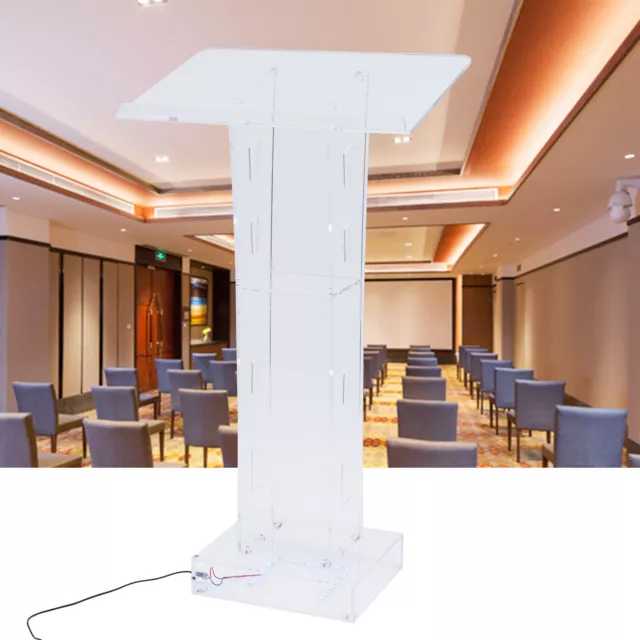 LED Conference Podium Portable Acrylic Speech Podium Stand Church School Lectern