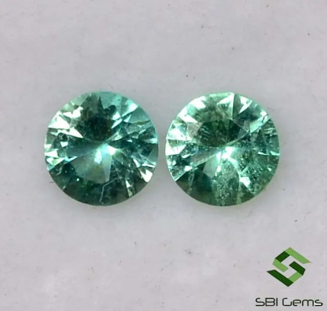 Natural Emerald Round Diamond Cut 3.90 mm Pair 0.41 Cts Untreated Loose Gemstone