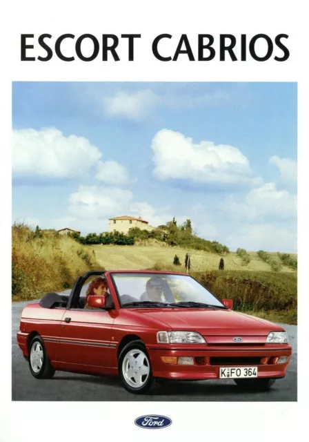 Ford Escort Cabrio Prospekt 1992 2/92 D Katalog Cabriolet brochure XR3i CLX