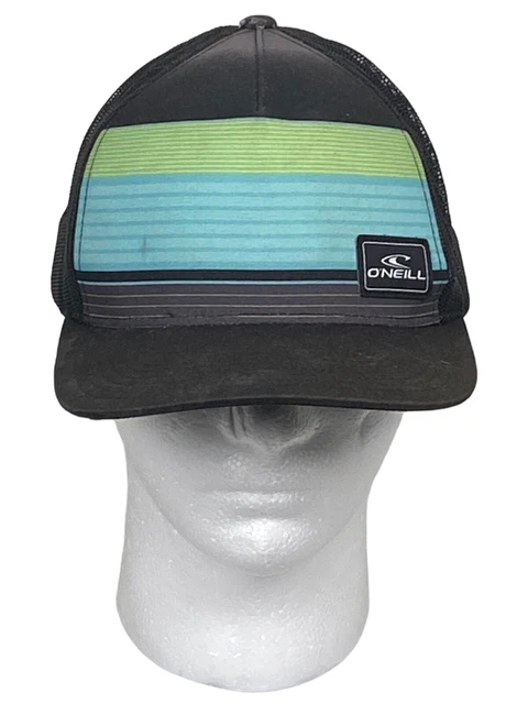 Vintage O'Neill BlackMesh Trucker Snapback Hat Surfer Beach Logo Foam Adjustable