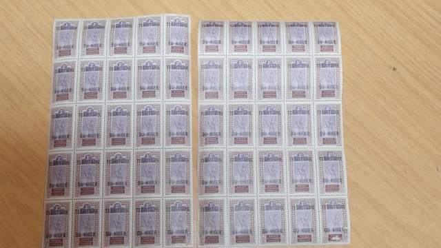 AG594: Sheet of 50 French Colony Stamps 1930/40s - 1c - Territoire Du Niger