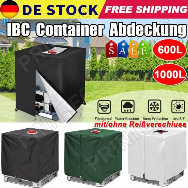 IBC Container Abdeckung Reißverschluß Plane Schutz Haube Cover 600L/1000L  Hülle