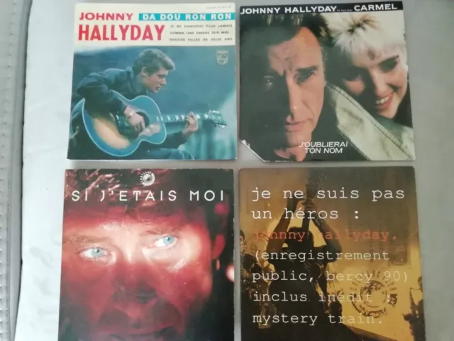 JOHNNY 4  Vinyles 45 tours JOHNNY Hallyday ANCIENS (1 DEDICACE)..