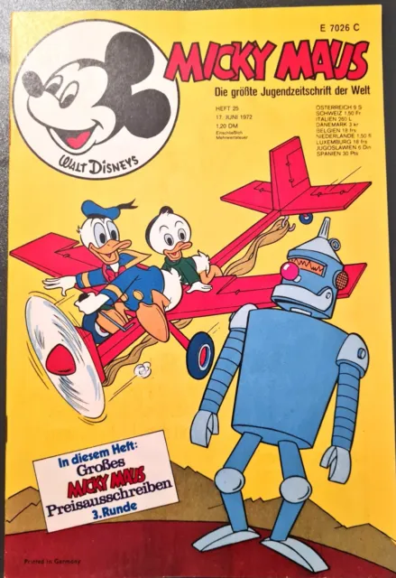 Micky Maus Comic Heft Nr.25 mit SB+Beilage 1972 TOP Z 1 (297