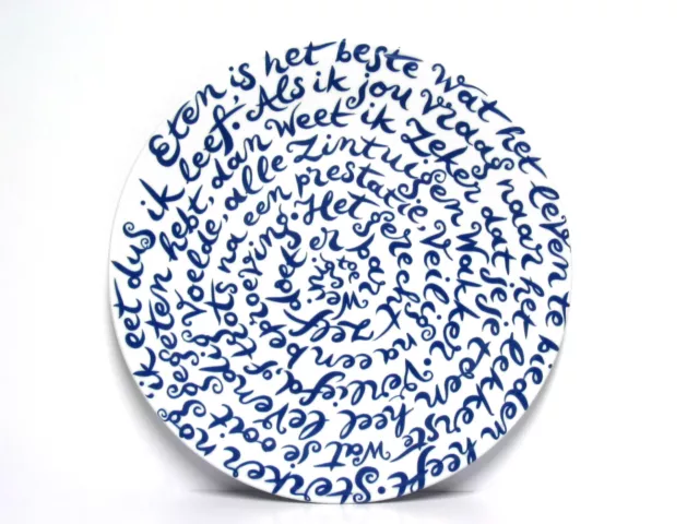 A-1 Royal Delft Dutch Diskus Eten Plate Platter Circle Of Blue Words Holland Exc