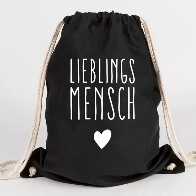 JUNIWORDS Turnbeutel Motiv "Lieblingsmensch mit Herz" versch. Farben Tasche