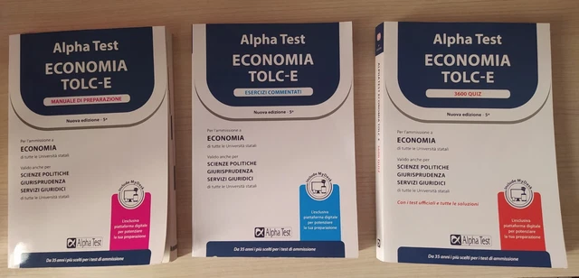 Alpha Test Economia. Tolc-e. Manuale Di Preparazione. Nuova Ediz. ALPHA TEST ECONOMIA TOLC-E 2023/2024 EUR 40,00 - PicClick IT