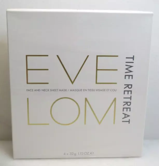 EVE LOM TIME RETREAT FACE AND NECK SHEET MASK 4  x 1.12 OZ BOXED