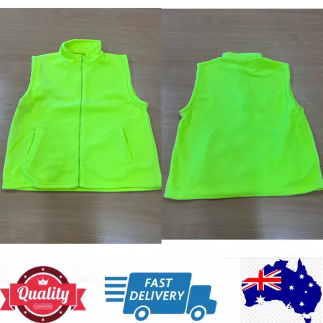 Hi Vis Safety fleece warm think vest full zip with pockets, green, AU stock