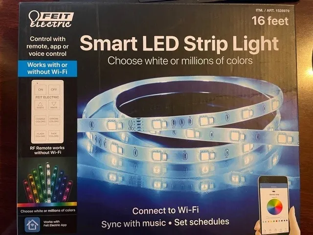 Feit Electric Wi-Fi Smart 16' LED Strip Light Choose Bright White or Any Color