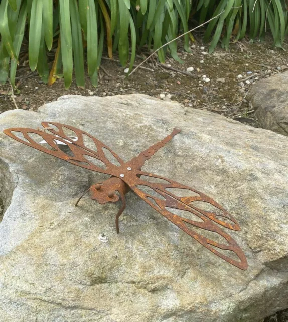 Dragonfly Metal Garden Art Rusty Wall Décor 40cm