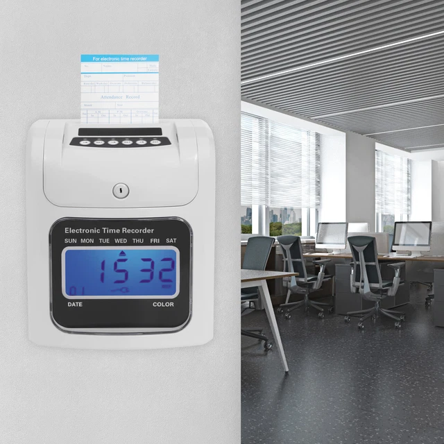 LCD EMPLOYEE ATTENDANCE Punch Time Clock Office Punch Card Machine w