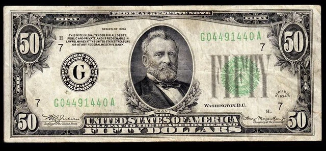 1934 Chicago $50 Federal Reserve Note VF
