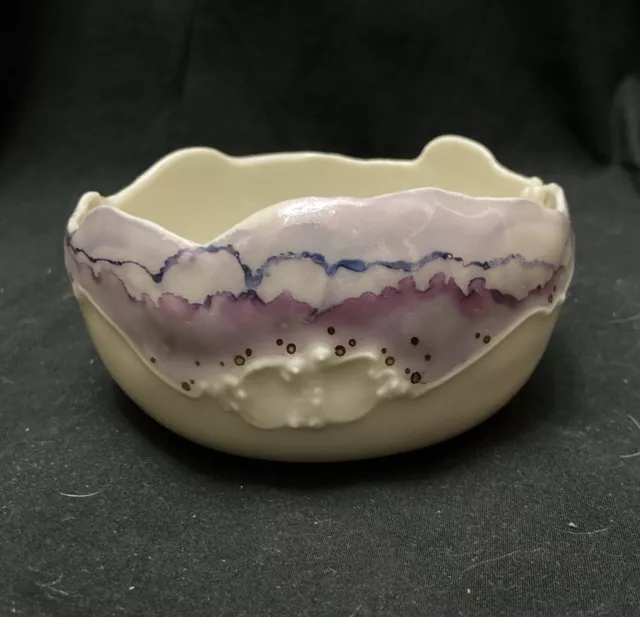 Signed Art Pottery BOWL Multi Pastels CAROLYN CARROLL Trinket Dish