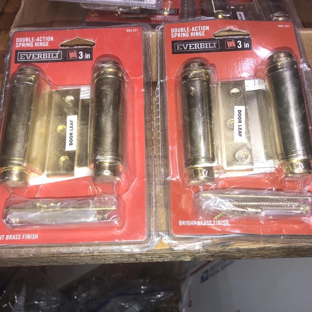 Lot of 2, 2 Pack EVERBILT 3" Bright Brass DOUBLE-ACTION Spring Hinge 683 221