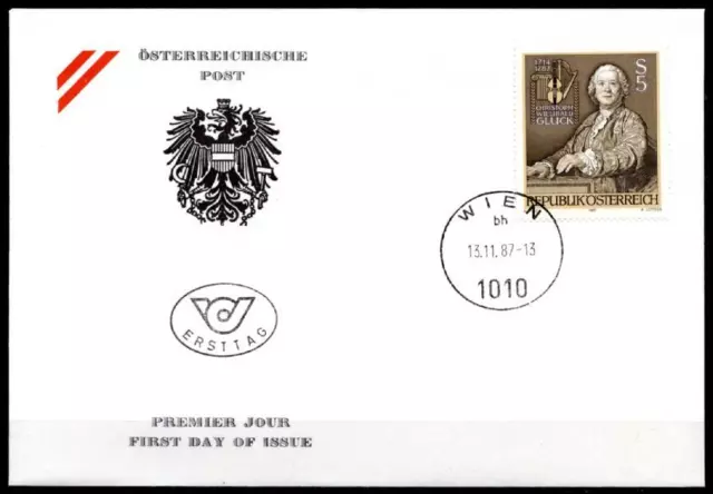 Komponist Christoph Gluck. FDC(1). Österreich 1987