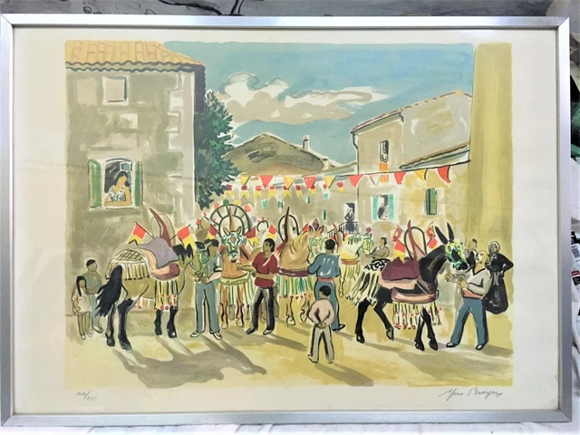 LITHOGRAPHIE LA FETE Dans La Cour Karen Tual N° 9/200 EUR 90