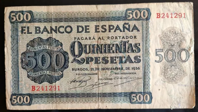 500 pesetas 1936 BC+ SERIE B