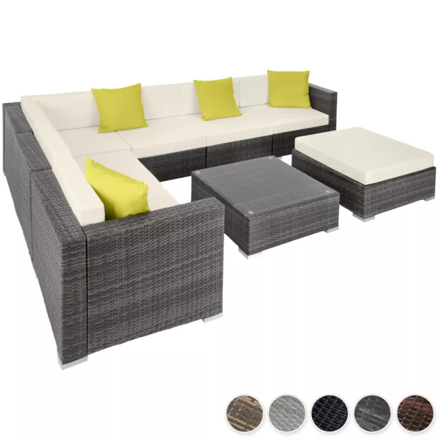 Alu Polyrattan Sitzgruppe Lounge Garnitur Gartenmöbel Rattanmöbel Sofa Tisch Set