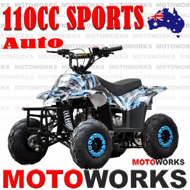 MOTOWORKS 110CC sports Auto ATV QUAD Dirt Bike Gokart 4 Wheeler Buggy kids BLUE