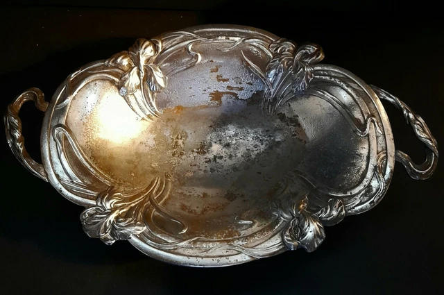 Corbeille à pain en métal argenté gris - Broc' Arts et Vintage