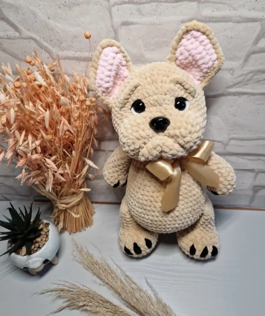 Handmade Toy Little Puppy Bulldog Crochet Amigurumi Birthday Gift Idea
