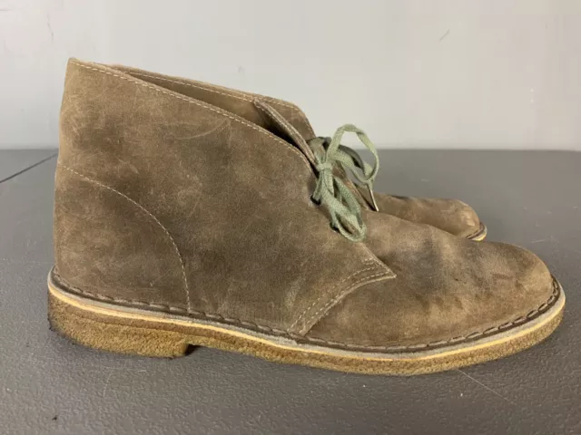 CLARKS ORIGINAL DESERT Crepe Sole Brown Leather Boots Mens Size 9.5 $35 ...
