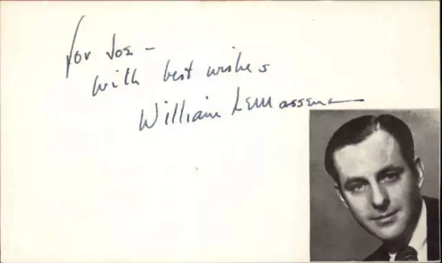 William LeMassena D.1993 Actor All That Jazz Signed 3" x 5" Index Card