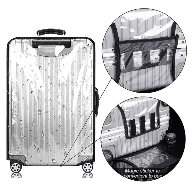 3X Transparent Waterproof PVC Travel Luggage Protector Suitcase Cover 26"-30" 2