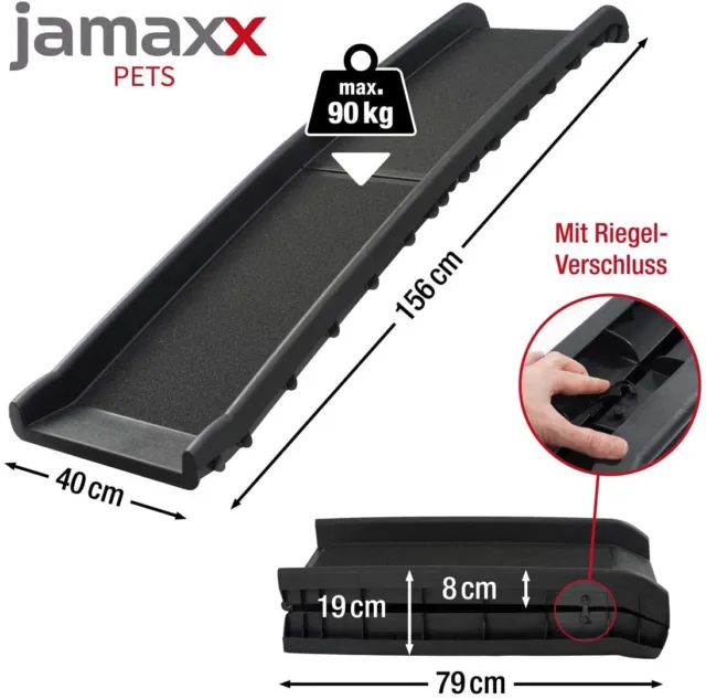JAMAXX Hunderampe Auto klappbar Kunststoff leicht stabil max 90 kg, Anti-Rutsch