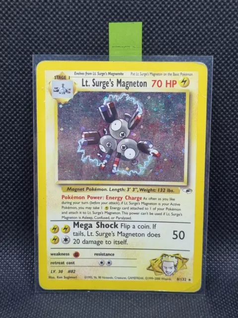 Pokemon Card - Lt. Surge's Magneton Holo 8/132 - Gym Heroes Set - Heavy Play