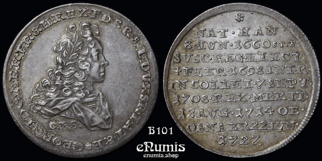 GERMANY Brunswick Hannover, George I, 1/4 Taler 1727, King's death, XF-UNC