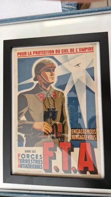 affiche nouvelle armée française vichy 1942 force antiaérienne  FTA 21.7cmx29cm