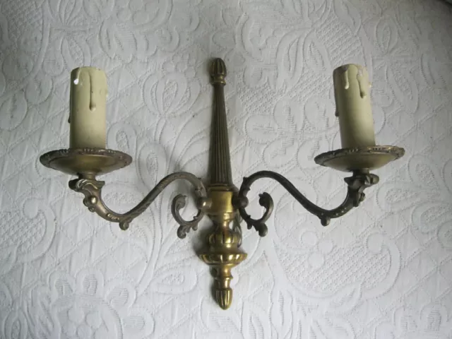 Luminaire/Flambeau/Applique  Double En Bronze Et Laiton Style Empire