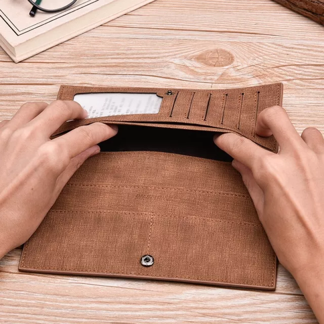 Men's Leather Bifold Credit ID Card Holder Suit Slim Wallet Checkbook Billfold