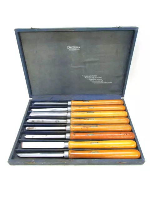 Vintage Craftsman Professional Series 8 Piece Wood Lathe Turning Chisels, Usa